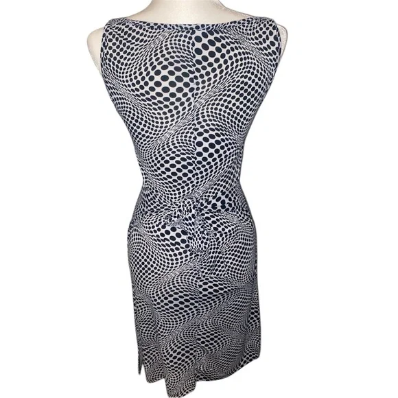 Vtg XXI Sleeveless Black and White Swirl Sheath Dress - Picture 6 of 9
